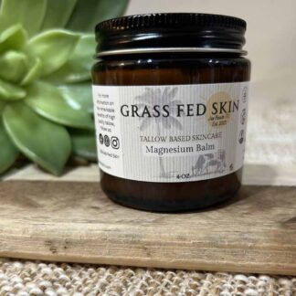 Tallow based magnesium balm ready for Grass Fed Skin customers.